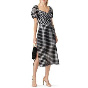 Finders Keepers Black White Picnic Short Sleeve Midi Dress Women's Size Small S